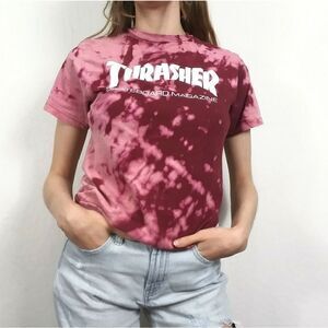 Thrasher Custom Bleach Dyed Maroon Tshirt